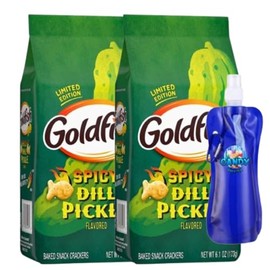 Candy Freezer Goldfishs Crackers Snack 6.1 oz each (Pack of 2) with Collapsible Bottle (Spicy Dill Pickle) - Bottle
