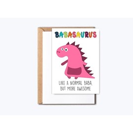 GreenStar Gifts Baba Dinosaur Card Babasaurus - Dinosaur Birthday Card - Baba Birthday Card - Happy Birthday Card - Mother's Day Card - Card For Baba