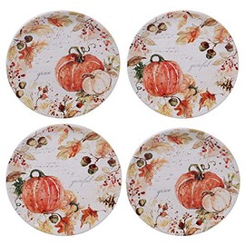 Certified International 41856SET4 Harvest Splash 9" Salad/Dessert Plates. Set of 4, 2 Assorted Designs ,Multicolored