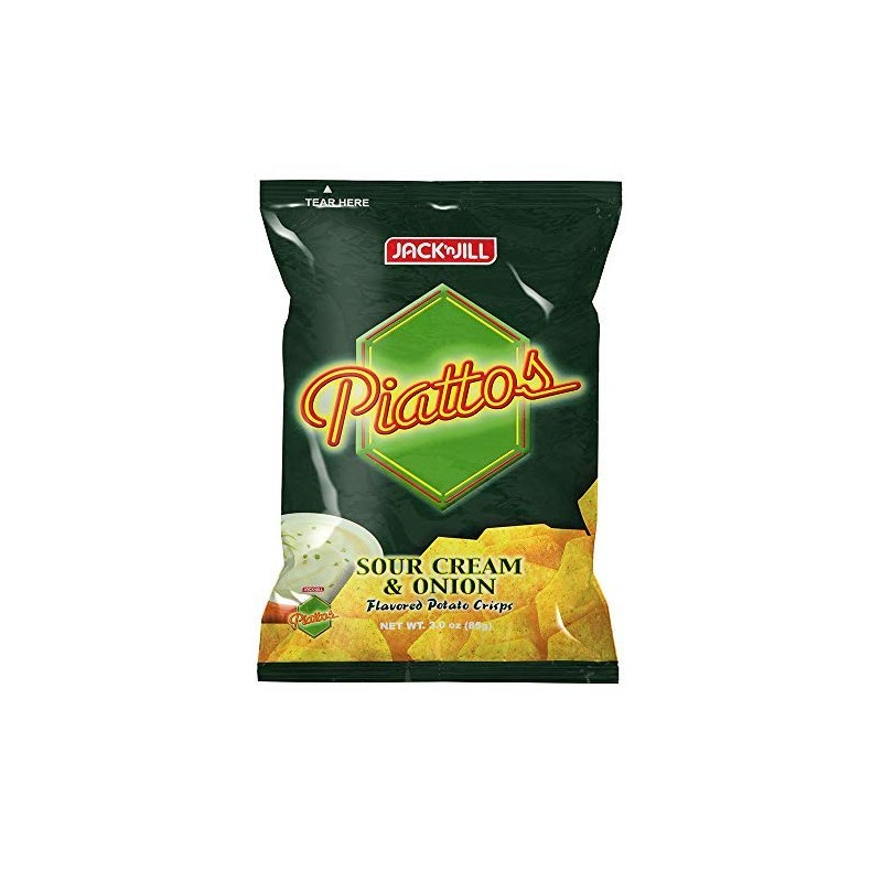 Jackn Jill Piattos Potato Crisps Sour Cream & Onion, 3