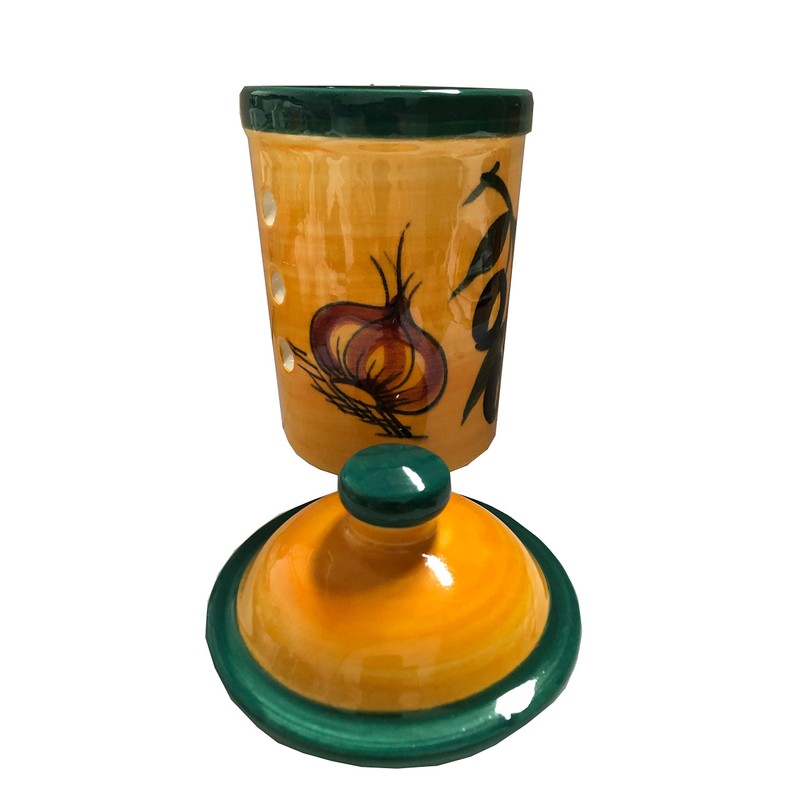 Dark Green Olive Design Garlic Goalkeeper Pot (No 6 Dark