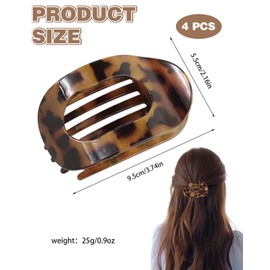 TPZORJX Large Hair Clip - Pack of 4 Large Flat Hair Clips Women - Lightweight, Non-Slip & Stylish, Perfect French Flat Claw Clip for Thick or Thin Hair, Everyday Life, Sports or Driving (D)