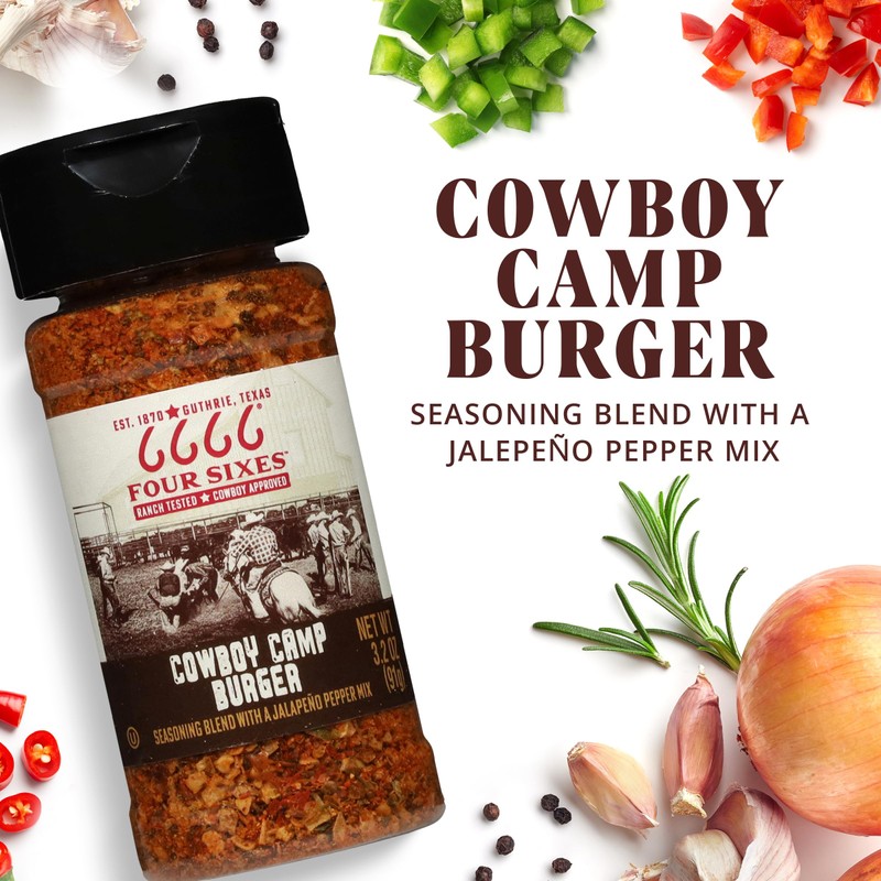 6666 Four Sixes Cowboy Camp Burger Seasoning, 3.2 Ounce