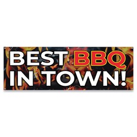 Best BBQ in Town | 24" X 72" Banner | Concession Stand Food Truck Single Sided with Grommets | Made in The USA