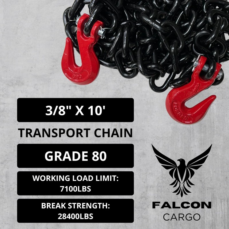 Falcon Cargo 3/8" X 10' Grade 80 Transport Binder Chain
