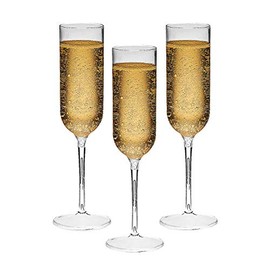 CLEAR PLASTIC CHAMPAGNE FLUTES - Party Supplies - 25 Pieces
