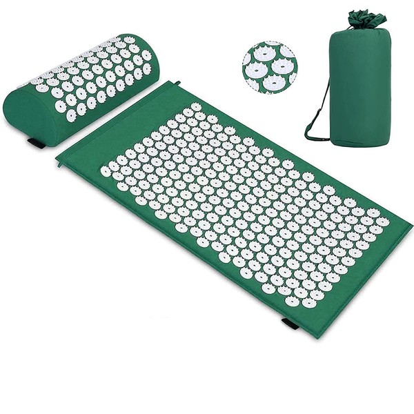 Acupressure Set Acupressure Mat with Pillow for Soothing Relaxation and Massage, Relief of Back Pain, Head Neck Pain, Stress and Sleep Disorders at Home, Office or Travel