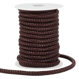 PH PandaHall 10 Yards Round Braided Leather Cord 8 mm Leather Rope Jewellery Craft Cord Tie Cord Leather Band Bolo Cord for DIY Bracelets Necklaces Jewellery Crafts Coffee Colour
