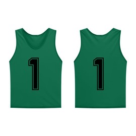Saaifuu Set of 12 (1-12) Numbered Pinnies/Scrimmage Vest/Team Practice Jerseys for Children Youth Adult(Grass Green S)