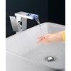 Chrome Bathroom Vessel Faucet Led Light 3 Color Changing Waterfall