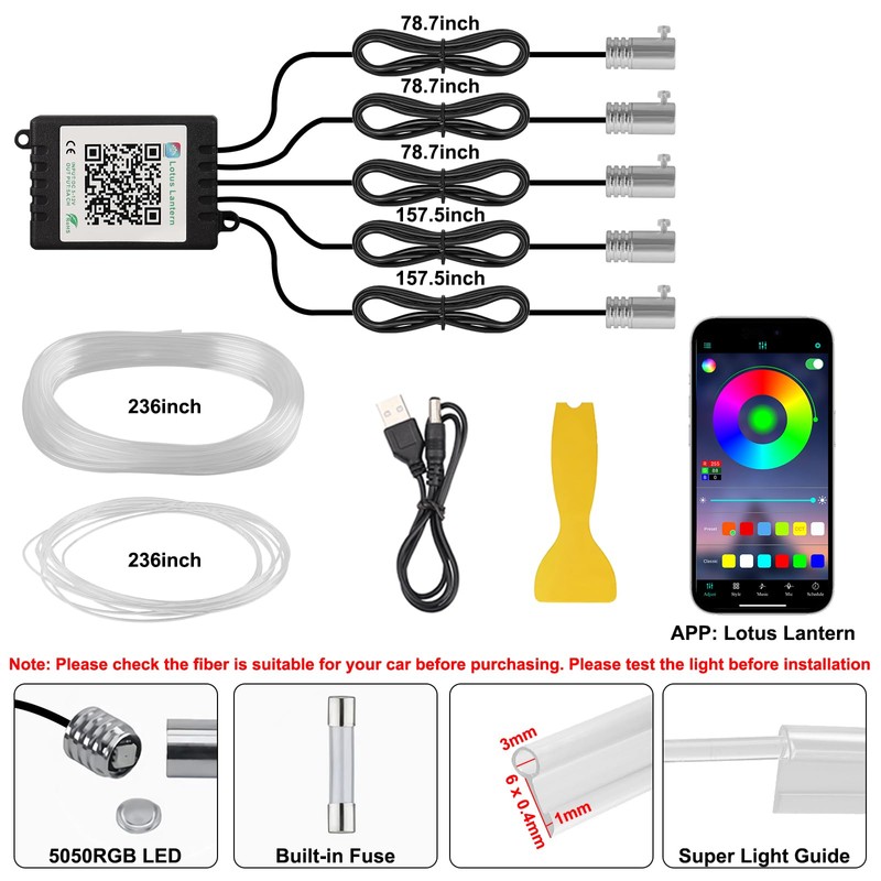 Interior Car Lights with Wireless APP and Remote Control, 5