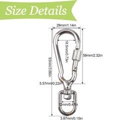 UFURMATE Swivel Clip, 2Pcs Stainless Steel Leash Swivel Snap Hooks Locking Dog Leash Buckle Quick Release Buckle Anti-Rust Carabiner Clips for Dog Walking Camping Backpack (Silver)