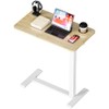 BIZUM Adjustable Bedside Table with Swivel Hidden Wheels Pneumatic Rolling
