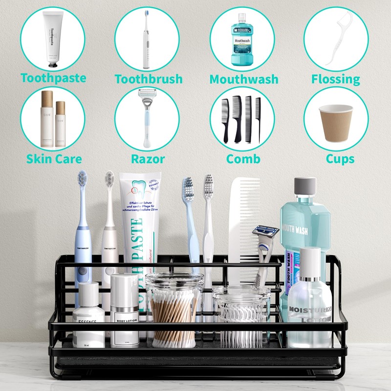 HapiRm Toothbrush Holders for Bathroom - 5 Partitions Bathroom Counter