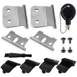 New Version 2x Blades Replacement for #04710/#04521 Trimme, Silver Small Normal Tooth Blades Set with Combs for Andis G GO GTO GTX Headliner LS2/3