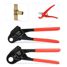 iCrimp 1/2-inch Brass PEX Barb Tee-10 Pack, NSF Certified and 1/2&3/4-inch PEX Crimping Tool Bundle