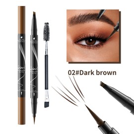 2-In-1 Eyebrow Pencil,3D Augenbrauenstift Wasserfest Microblading,microblading augenbrauenstift,langlebiger Wasserfester und Wischfester Augenbrauenstift Sorgt für Natürlich Aussehende (Dunkelbraun)