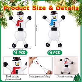 Harrycle 8 Pcs Christmas Stocking Fillers Snowman Wall Crawlers with Sticky Christmas Stretchy Toys Christmas Bag Fillers Stretchy Snowman Fillers Stress Relief Toys for Christmas Party Bag Fillers