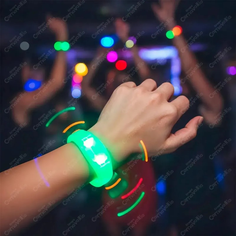 6 Pulsera Luz Led Luminosa Verde Boda Fiesta Evento Conciert