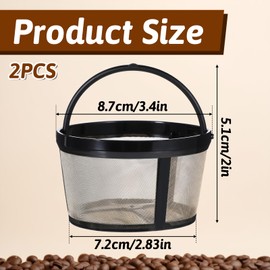 BOHUIZ 2Pcs Reusable Coffee Filters, 4-8 Cup Nylon Mesh Coffee Filter with Handle Reusable Coffee Filter Basket for Mr. Coffee Makers and Brewers