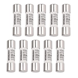Wengart AC Cylindrical Fuse Link RT18-32 (RO15), AC500V 20A, 120kA, 10x38mm, 10 pieces, Strong Breaking Capacity, Can Reliably Protect The Circuit