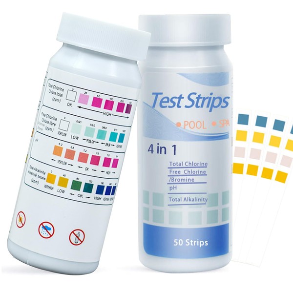 Pool Test Strips, Pool Tester PH and Chlorine, 4-in-1 Pool