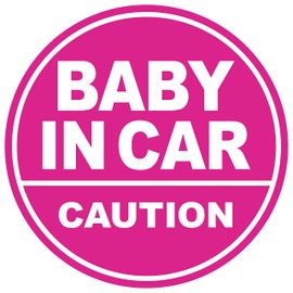 GEEKBEAR Baby in Car Magnet (Pink/Pink) - Baby on Board Magnet for Car - No Sticker or Suction Cup - Baby on Board - Baby in Car Sign Sticker Decal - Kids Children on Board Window Bumper Safety Sign