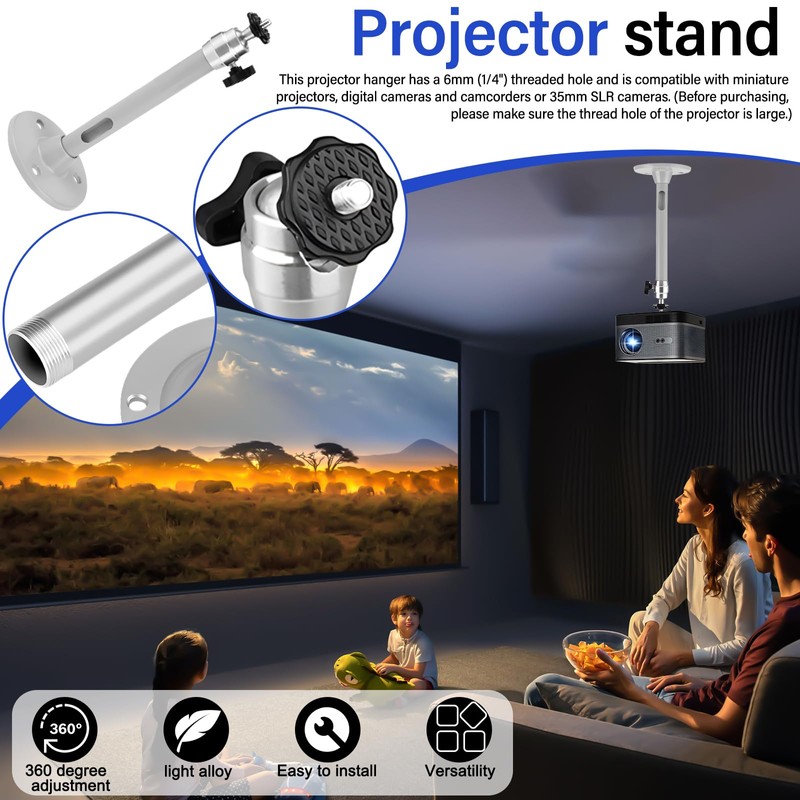 dcas Universal Mini Ceiling Mount for Projector, 1/4 Imperial Ceiling