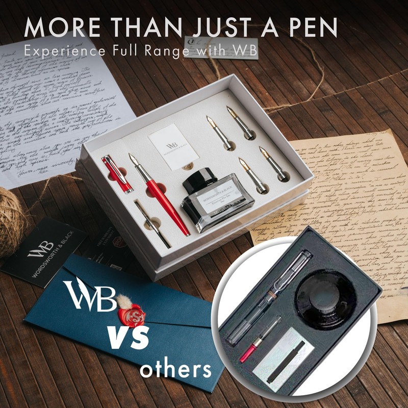 Wordsworth & Black Fountain Pen Gift Set, Includes Bottle, 6