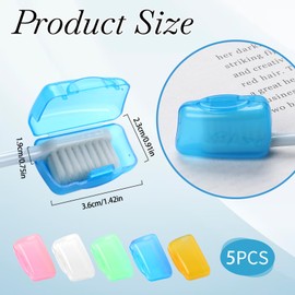 Trinkrittey 5 Pcs Toothbrush Covers Portable Toothbrush Head Protector Case Brush Pod Case Protective Plastic Clip for Household Travel, Camping, Bathroom, School, Business- Multiple Colors