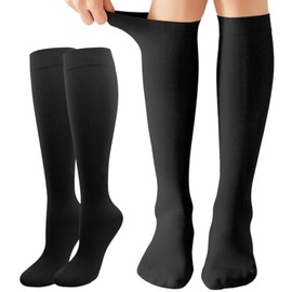 2 Paia Calze Compressione Graduata Donna e Uomo, Calze Elastiche a Compressione Graduata, Supporto Leggero e Comfortevile, Per Attivita Fisica e Vita Attiva, Nero