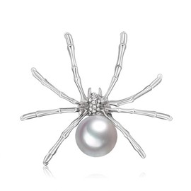Spider Brooch Pins for Women, Pearl Spider Brooch Pin, Cute Spider Animal Brooch Lapel Pin, Bohemian Spider Brooches Pins for Women Hat Bag Suit Dress Accessories Jewelry (White)