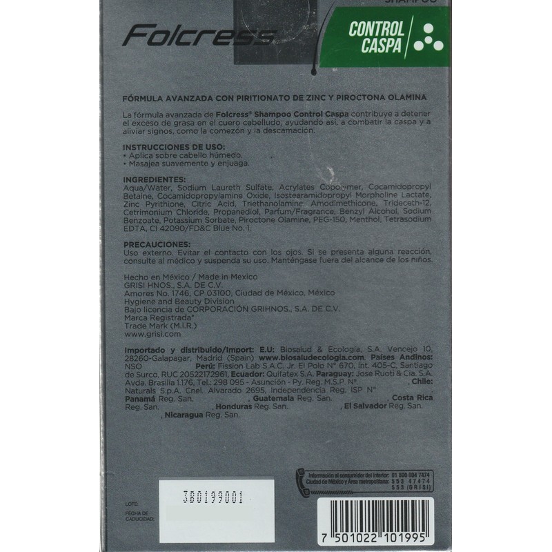 Folcress 3 Pack Shampoo Folcress Control Caspa