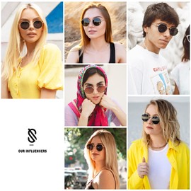 SOJOS Round Polygon Polarized Sunglasses for Women Men Retro Classic Vintage Panto Shades SJ1157