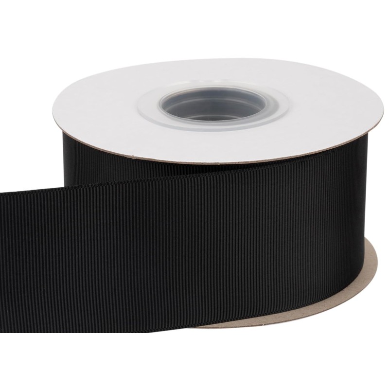 【Tekdeere】50mm Wide Solid Black Grosgrain Ribbon, Ideal for Gift Wrapping,