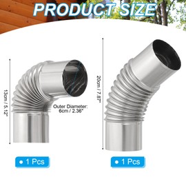 PATIKIL 90 Degree Stove Pipe and 45 Degree Chimney Flue Extension, 2.36 Inch Stainless Steel Elbow Pipe for Camping Tent Wood Stove Accessories Vent Exhaust