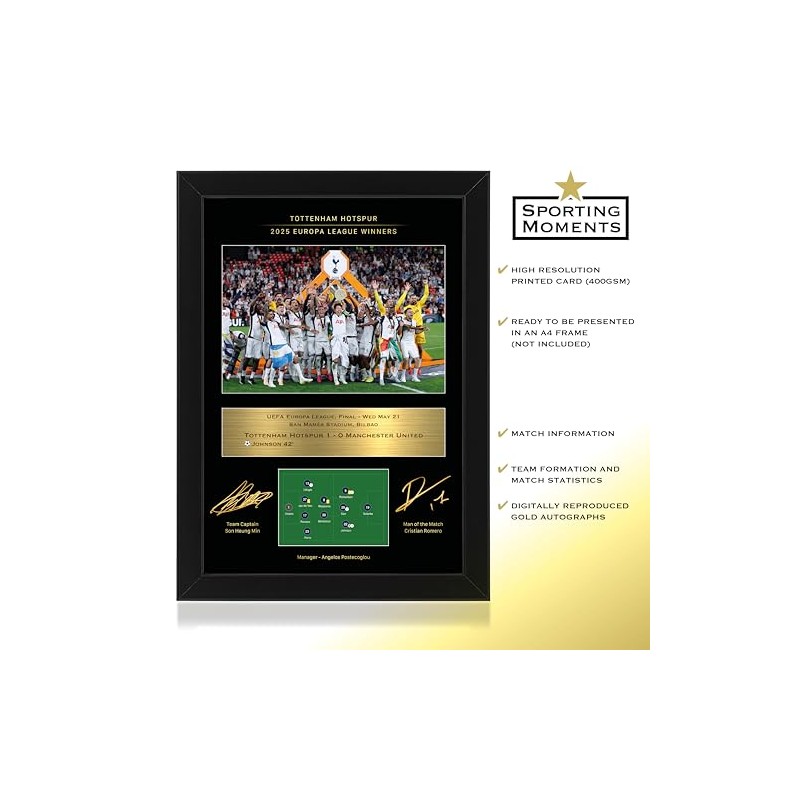 Sporting Moments Tottenham Hotspur Europa League Winners 24/25 Commemorative Print