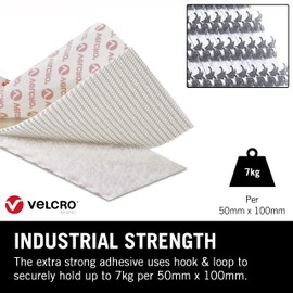 Velcro Heavy-Duty Stick On Strips (2) 50x100mm White VEL60240