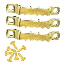 Saw Tooth Hangers Brass Picture Hanging Fixing Screw in Double Hole Hanger Hooks with Screws for Art Photo Canvas Wall Mounting Pack of 10 (45MM)