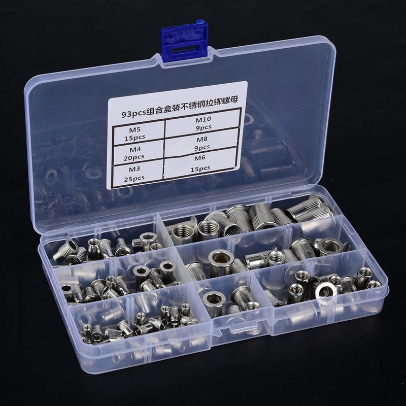Rivet Nuts, 93 Pieces 304 Stainless Steel Blind Rivet Nuts