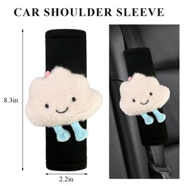 SHMZK 4 PCS Cartoon Smile Cloud Car Seat Belt Covers, Soft Seat Belt Shoulder Pad with Comfort Plush, Safety Strap Pads Neck Shoulder Protector for Auto Safety, Car Accessories (Pink)