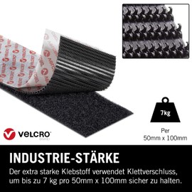 Velcro VEL-EC60245 50mm x 2.5m Brand Heavy Duty Stick On Tape - Black