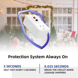 AIDA GFCI Adapter, 15 AMP Single Outlet Grounded 3-Prong GFCI Adapter, for Indoor Use with Manual Reset, UL Listed, White, 1 Pack