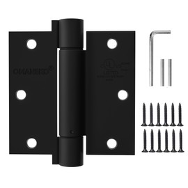 2 Pack Self Closing Door Hinges 3.5 inch Matte Black Spring Loaded Auto Close Hinges Square Corners Adjustable Tension for Interior Door 3 1/2 Auto Self-Closing Hinge
