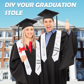 Pascliyna 12 Pcs Graduation Stole Class of 2025, 72” Unisex Adults White Graduation Satin Sash, Bulk Sublimation Blank DIY Customizable Stole for Grad Ceremony, Perfect for Writing On