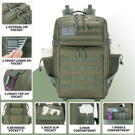 Lovelinks21 45L Tactical Assault Backpack 3 day assault pack with Molle Waterproof backpack Rucksack for Tactical Backpacks (Army green)