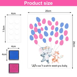 VOSSOT Gender Reveal Fingerprint Leaves Tree, Baby Shower Guest Book, Baby Gender Reveal, Gender Reveal Baby Shower Party, Special Meaningful Canvas Decoration with 2 Ink Pads