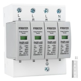 PJERJZN Überspannungsschutz & Überspannungsableiter 230V/275V Typ 1+2 (20-50kA 4P) – Blitzschutz für Haushalt, Solaranlagen und Industrie (4P 275V)