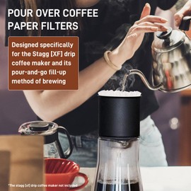 200 Pack Stagg [XF] Pour Over Coffee Paper Filters - Paper Coffee Filters Designed for the Stagg [XF] Drip Coffee Maker (White)