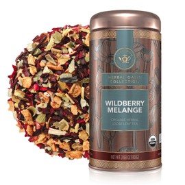 Teabloom Organic Herbal Tea, Wildberry Mélange Loose Leaf Tea, Berry Flavor Herbal Tea, USDA Organic Whole Leaf Blend, 3.88 oz/110 g Canister Makes 35-50 Cups